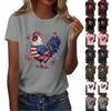 Women's Round Neck Casual Independence Day Printed Short Sleeve T-Shirt Top