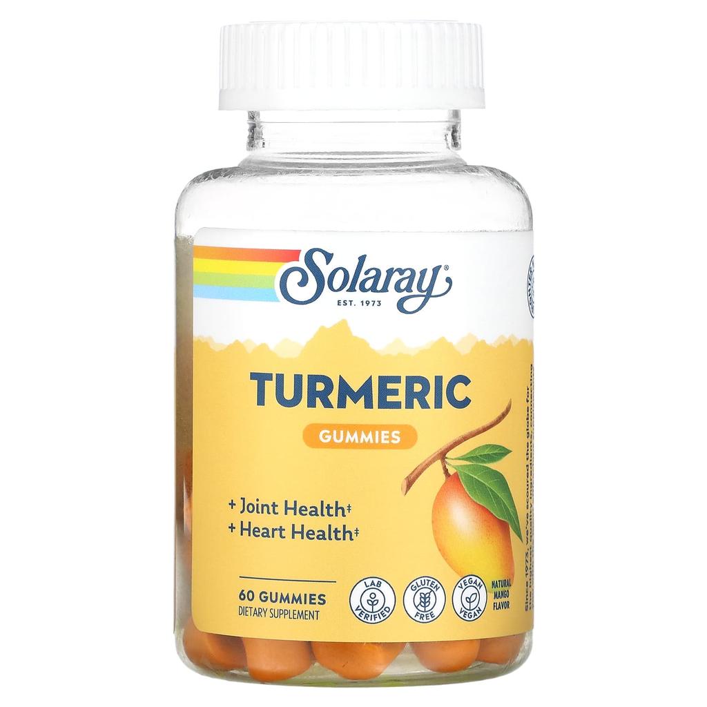SOLARAY Turmeric Gummies, Natural Mango, 60 Gummies