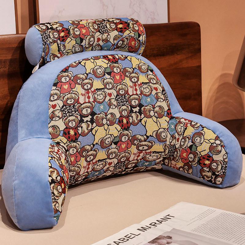 Большая жаккардовая прикроватная подушка с рисунком - всесезонная поддержка поясницы для кровати и офиса