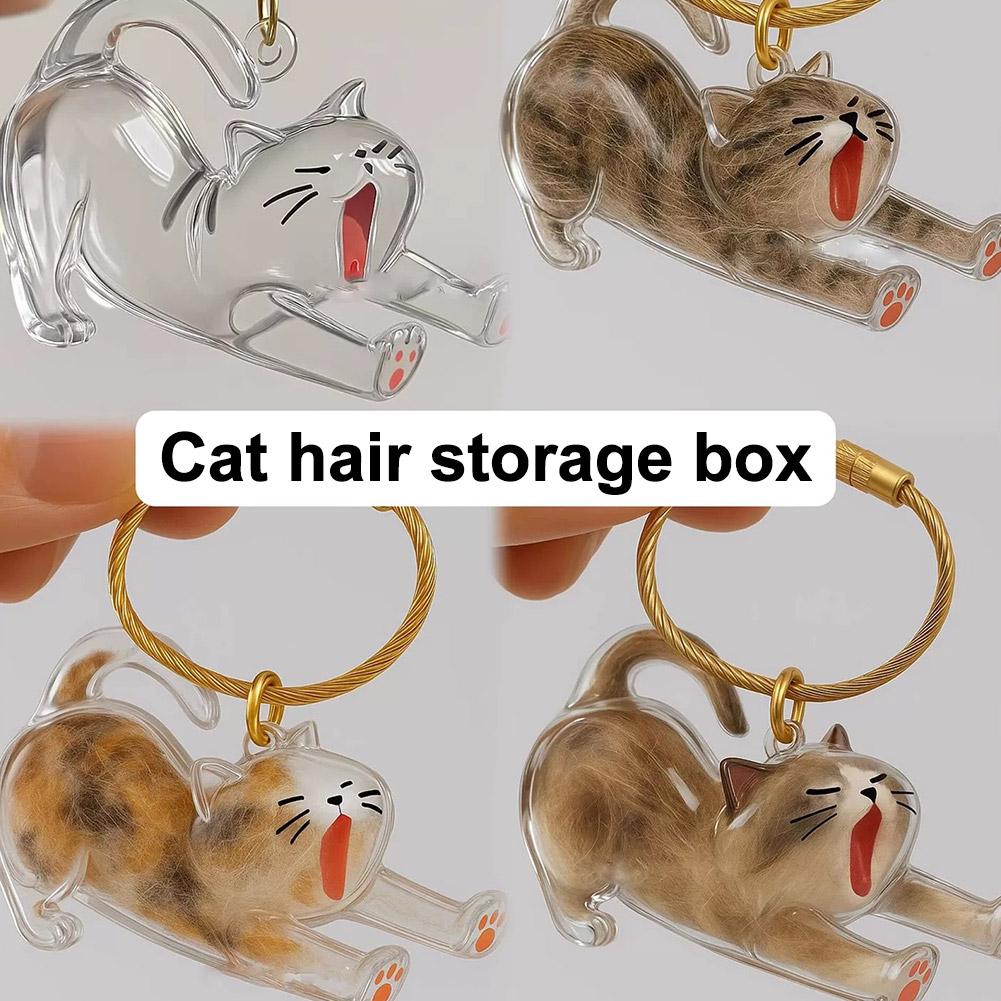 Cute Cat Hair Storage Capsule Transparent Cartoon Dog Cat Hair Storage Box Key Chain Bag Pendant Pet Souvenirs for DIY Gift Toy