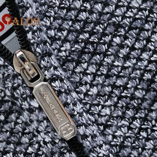 Winter Men Jacket Thickened Fleece Hooded Drawstring Zip-up Long Sleeves Sweater Coat Pockets Elastic Cuff Retro Knitted Daily Wear Outerwear Jacket