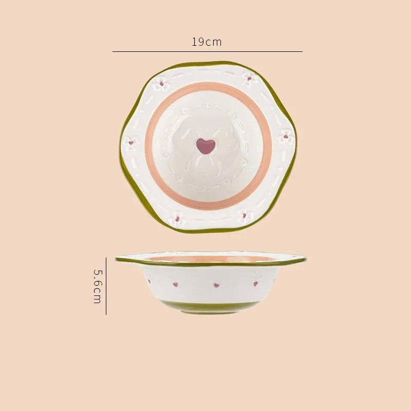 Изысканные рельефные керамические тарелки, симпатичные нестандартные салатницы, десертные миски, бытовые изысканные блюда, тарелка для стейка, уникальная столовая посуда