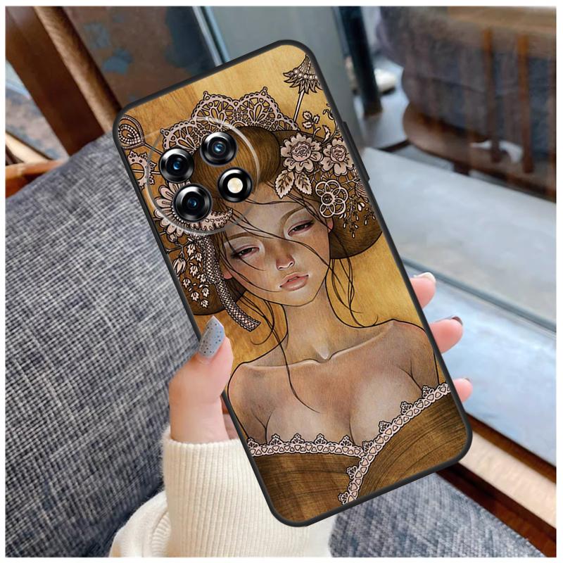 Японский чехол с гейшей для OnePlus 13R 13T 12R 10R 10T 15 13 12 11 10 9 Pro Nord 5 CE 2 3 4 Lite N20 N30 Чехол