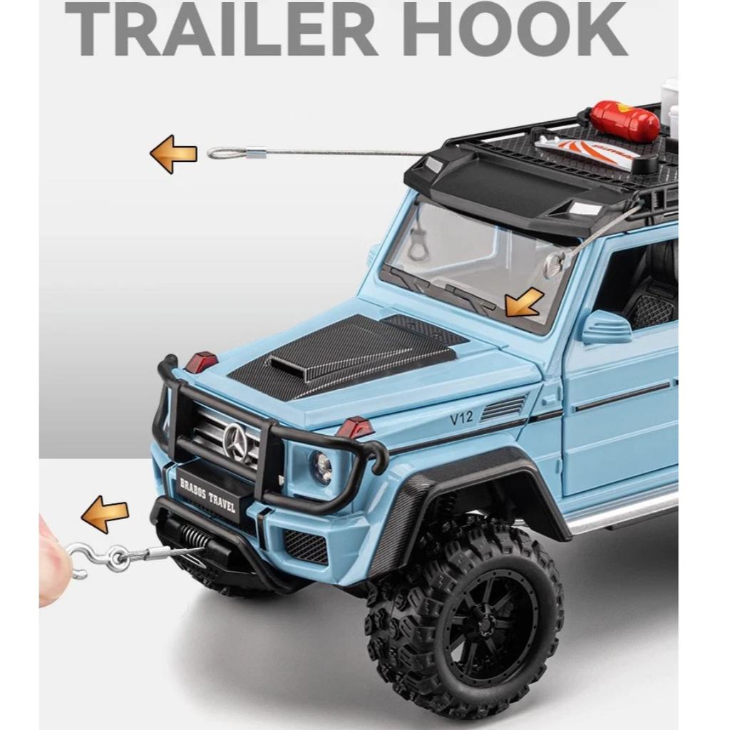 Масштаб 1/24 Mercedes-Benz G550 4X4 Модифицированная версия Внедорожник Литая модель автомобиля Звук Свет Инерционный автомобиль Украшения для ТВ-тумбы Подарок