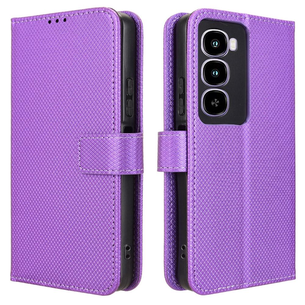 Для itel City 100 4G Кожаный чехол-кошелек с ремешком Чехол для телефона с ромбовидной текстурой