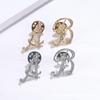 High-Precision Electroplated Vintage Alloy Brooch with Rhinestones
