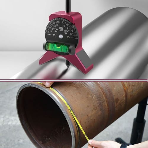 Pipe Center Finder, Pipe Fitter Tool, Measures Pipe Diameters from 1-1/2" To 6", Pipe Fitting Tool with Magnetic Centering Head and Bubble Protractor
