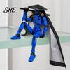 Stress Relieving Swordsman Toy Chinese Action Figure with Accessories, Multi-Joints Movable Bamboo Hat Cloak Man Figurine, Articulated Dummy