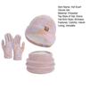 3Pcs/Set Winter Hat Scarf Gloves Set Thickened Velvet Lining Colorful Elastic Fit Knitting Hat Neck Warmer Gloves Set