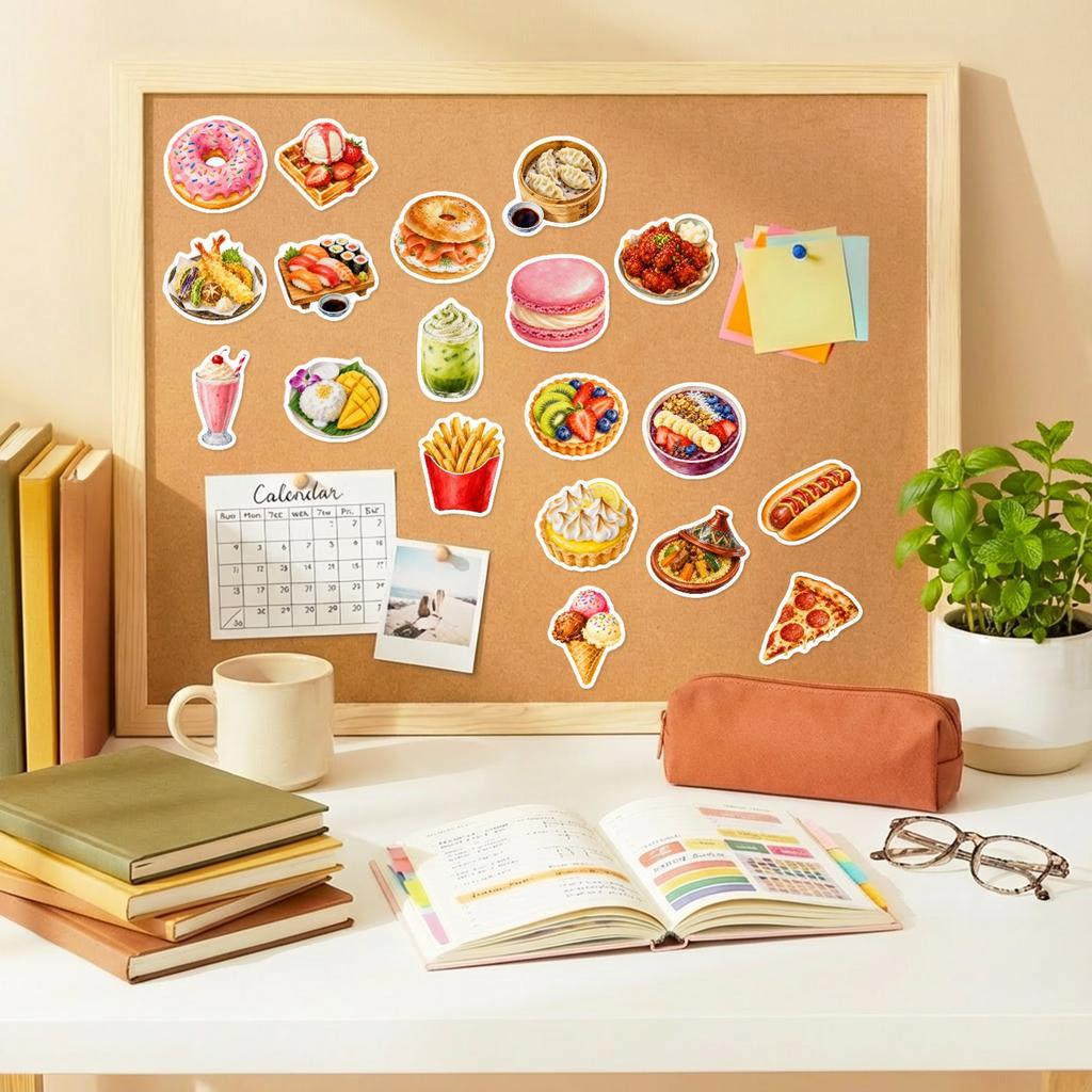 50Pcs/Set 3D Delicious Food . Afternoon Tea Dessert Stickers DIY Fashion Waterproof Doodle Decals Stickers (2 Styles)
