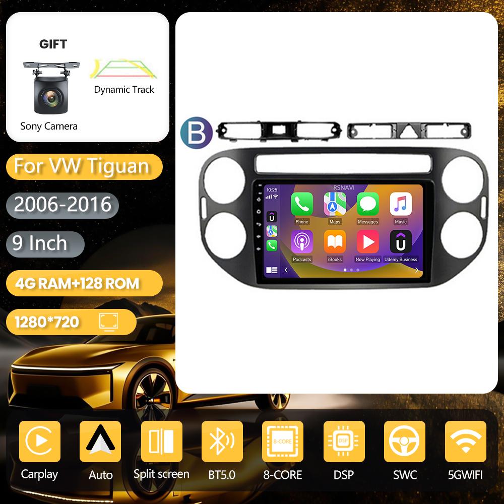 Autoradio multimédia Android 16 Plug and Play pour VW Volkswagen Tiguan 1 NF 2006-2016 avec Carplay et écran 2K