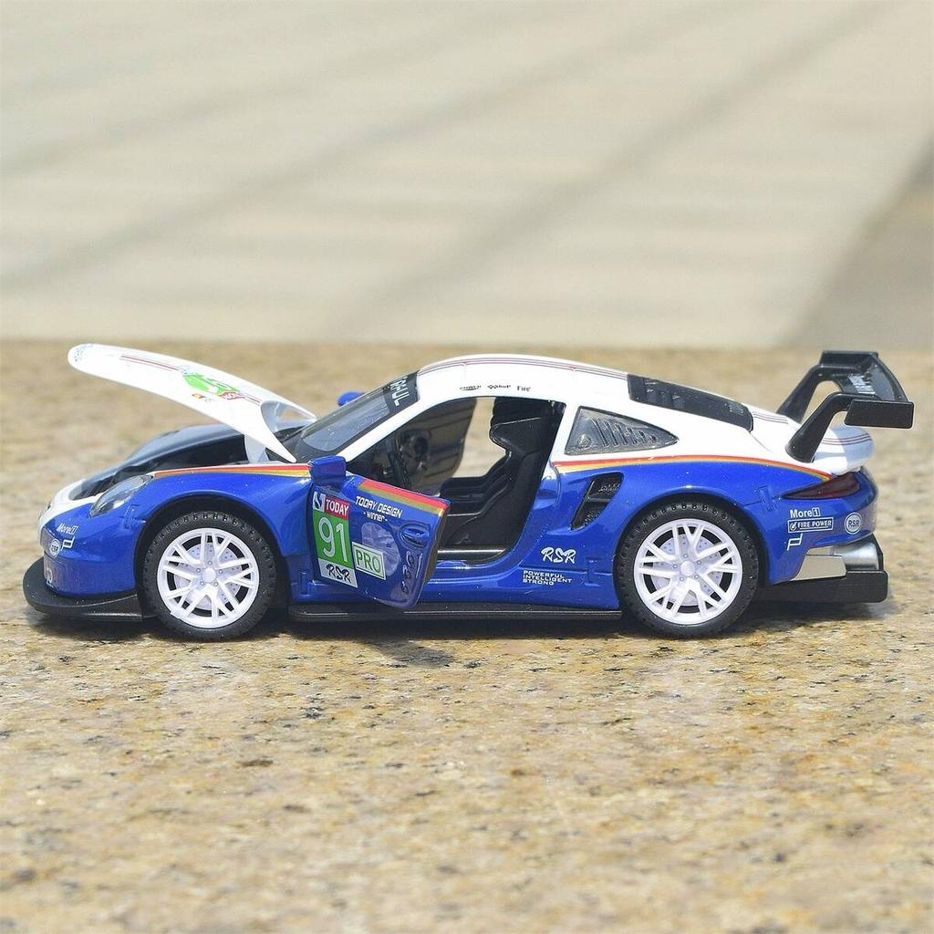 Porsche 911 GT3 RSR Match Version Моделирование Литые игрушечные машинки Звуки и свет Инерционный автомобиль 1:32 Сплавная Модель Суперкара