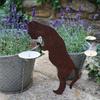 Rustic Metal Dog Garden Statue Vintage Cat Lawn Ornament Dog Pot Hugger Decor  Courtyard