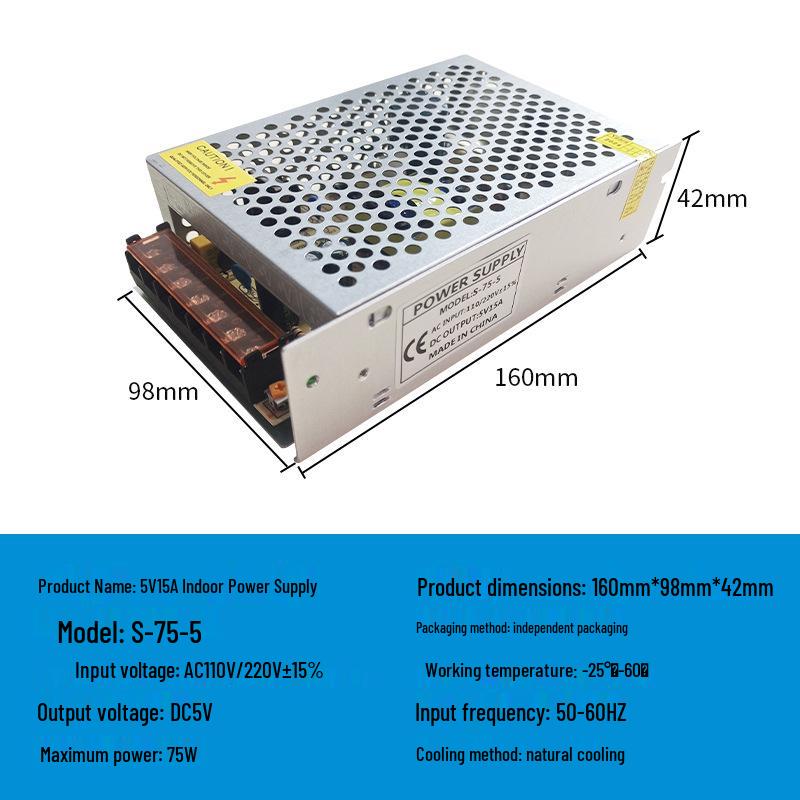 Блок питания 220В в 12В/24В/5В постоянного тока для светодиодных лент - 5А/10А/30А, Трансформатор 60Вт