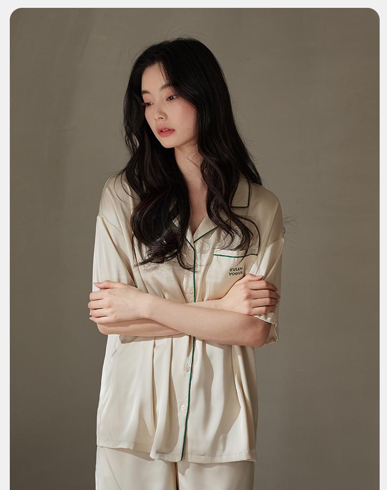 Xuan Liang Pajamas Women's Summer Thin Ice Silk Short sleeved Shorts Summer Cooling Simulation Silk Large Home Furnishing Set