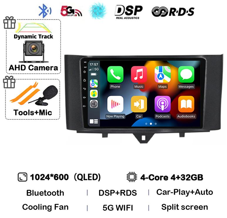 Android 14 Carplay автомобильное радио для Mercedes Benz Smart Fortwo 2006 -2011 2012 2013 2014 2015 мультимедийный видеоплеер GPS стерео 4G