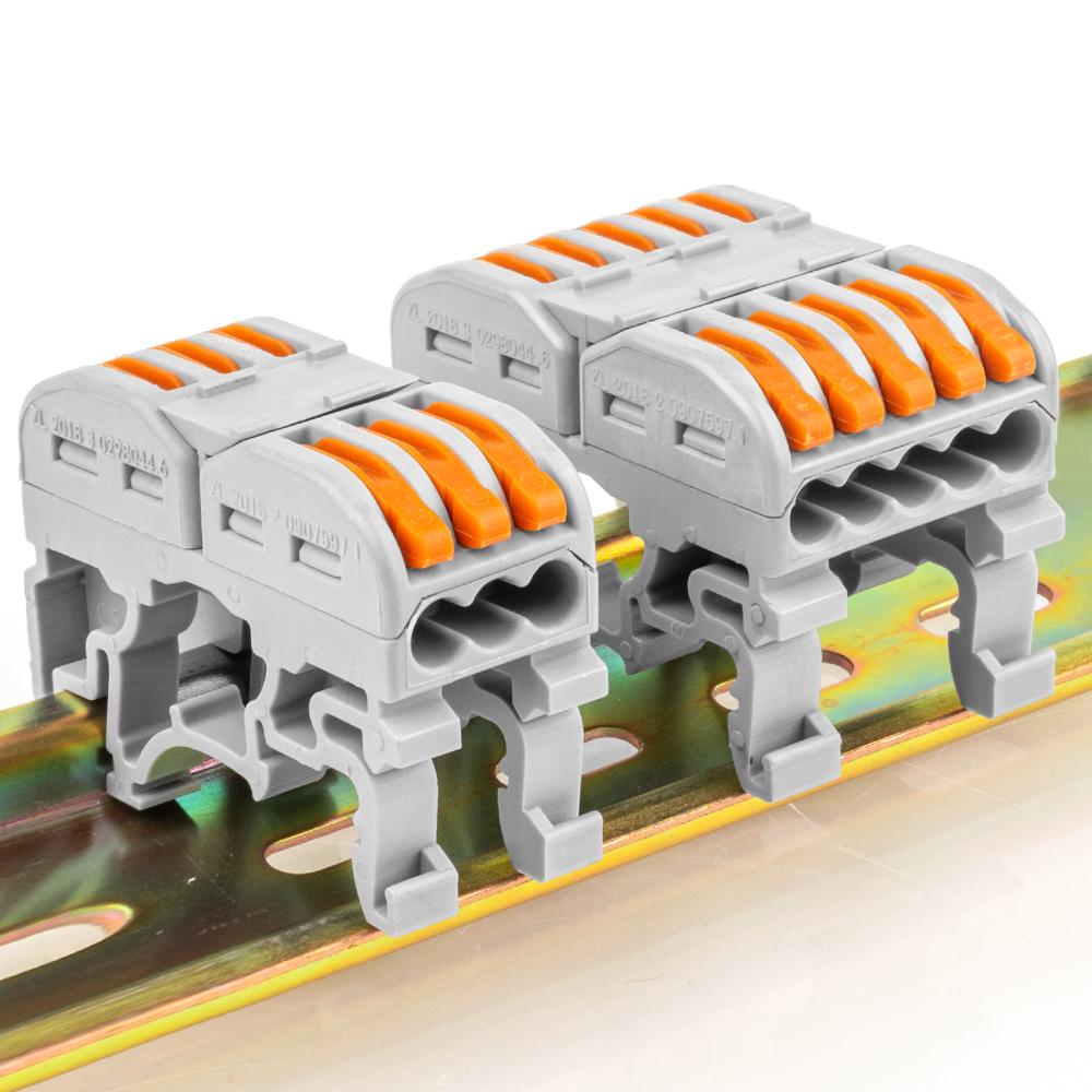 DIN Rail Fast Wire Cable Connectors 3/5Pin Universal Compact Conductor Spring Splicing Wiring Connector Push-in Terminal Block