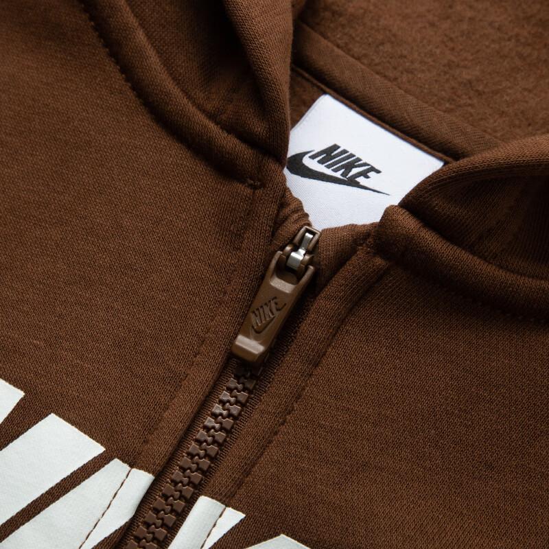 Nike Куртка с логотипом, свободного кроя, с капюшоном, повседневная, детская, коричневая FD2990259