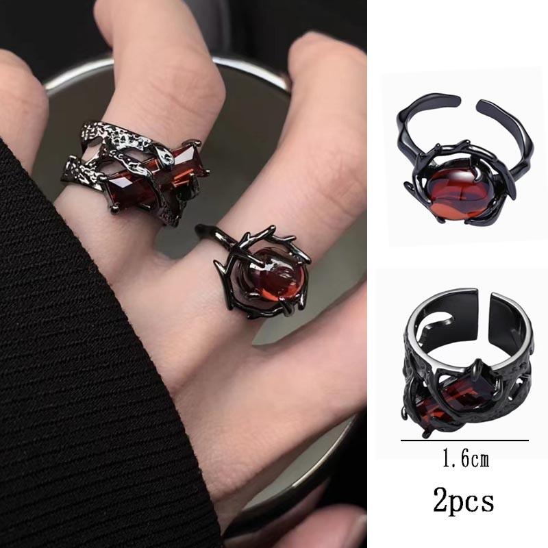 Регулируемое отверстие неправильной формы красные кристаллы сердце кольца для женщин кольцо для вечеринки креативные ювелирные изделия подарки
