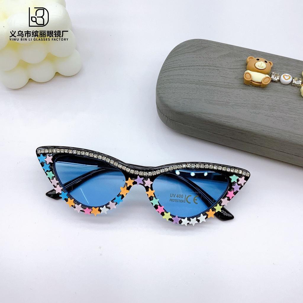 Модные персонализированные детские солнцезащитные очки солнцезащитные очки кошачий глаз Diy Star Chain моделирование солнцезащитный крем солнцезащитные очки Tide