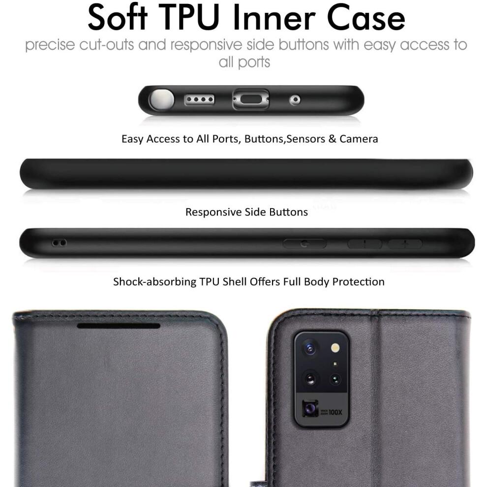 Galaxy Note 20 Leather Wallet Case, Flip Protective Case Cover with Wallet Card Holder, Stand and Wrist Strap - Black