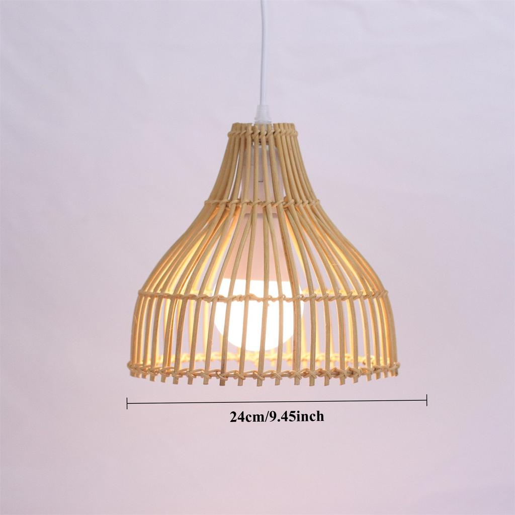Pendant Light Rattan Weave Chandelier Rattan Boho Bamboo 24CM Lampshade Vintage Ceiling Lamp Decoration Ceiling Light for Home