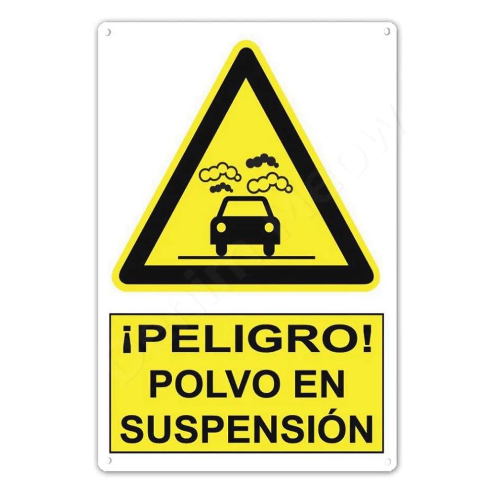 Испанский предупреждающий знак, Металлический знак Опасность для улицы, двора, бара, мастерской, Декор, Желтые водонепроницаемые знаки Осторожно, Для улицы и помещений