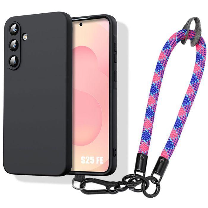 Coque pour Samsung Galaxy S25 FE, Protection Silicone Antichoc avec Dragonne Tricolore Détachable