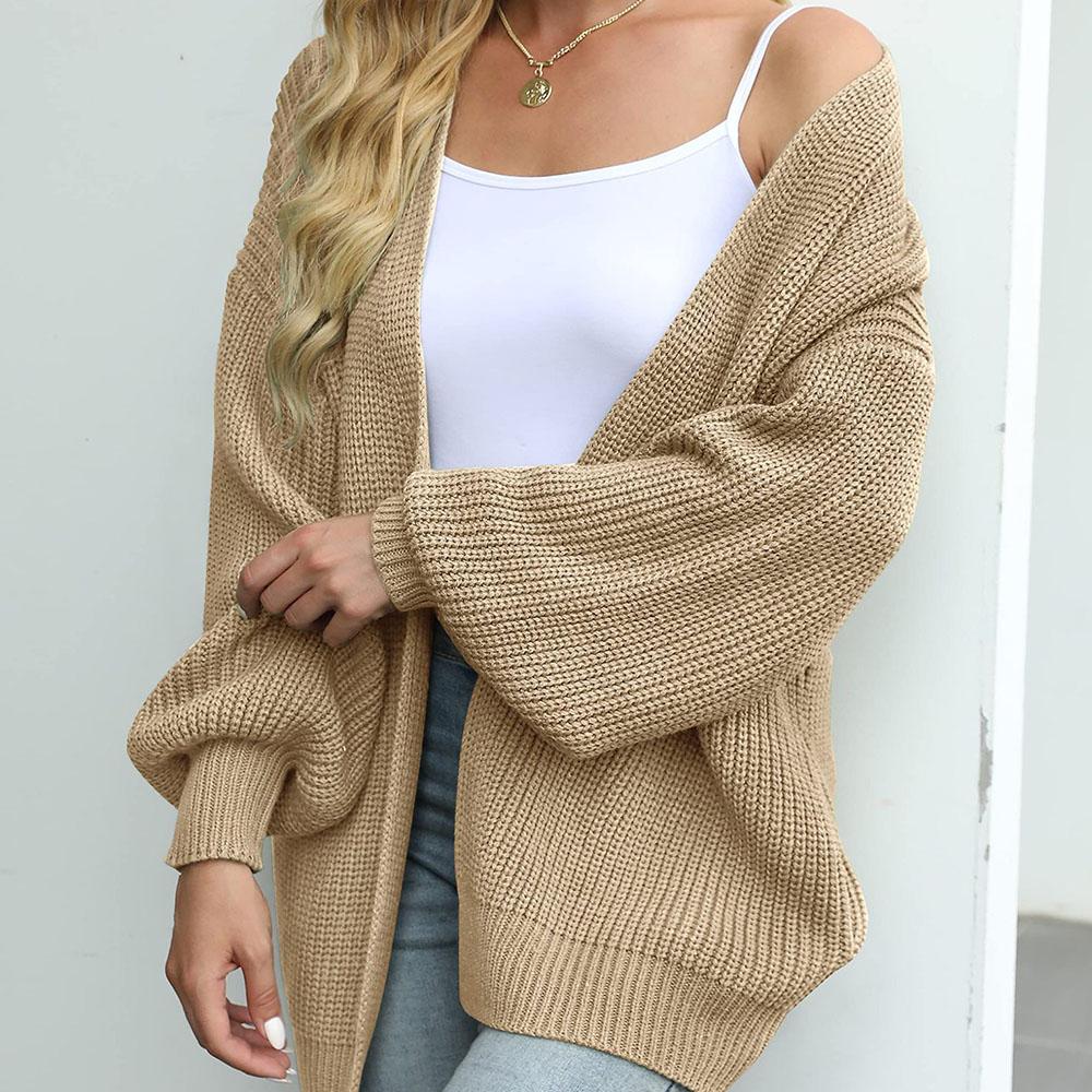 Women Autumn Long Lantern Sleeve Cardigan Sweater Casual Streetwear Fall Tops Coat