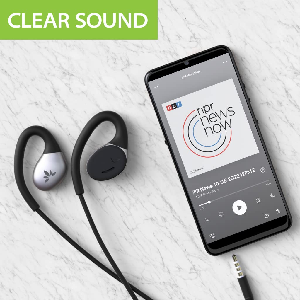 Avantree Resolve - Wired Open-Ear Earphones for Music and Calls with Mic, In-Line Controls, Surrounding Awareness, 3.5mm AUX Jack, Wraparound