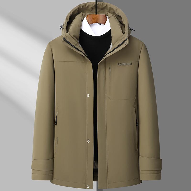 Новый зимний мужской пуховик на гусином пуху со съемной подкладкой, простая повседневная зимняя теплая куртка