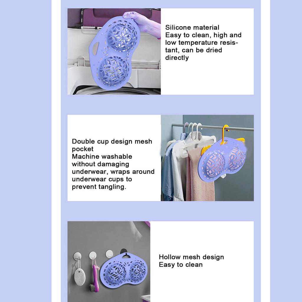 Силиконовые мешки для стирки деликатного белья, многоразовые, с кнопкой-защелкой, силиконовый мешок для стирки бюстгальтеров размеров от A до C, фиолетовый