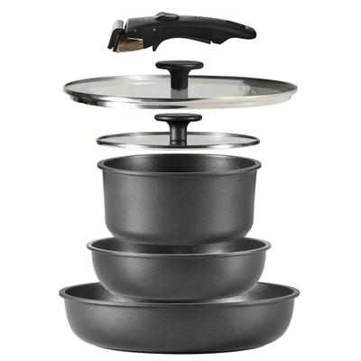 Сковорода CAROTE 6 горшков PFOS один год совместима с IH Gas Refined Compact Single Living Removable Titanium Easy to Black Set, Pieces, Set, PFOA,