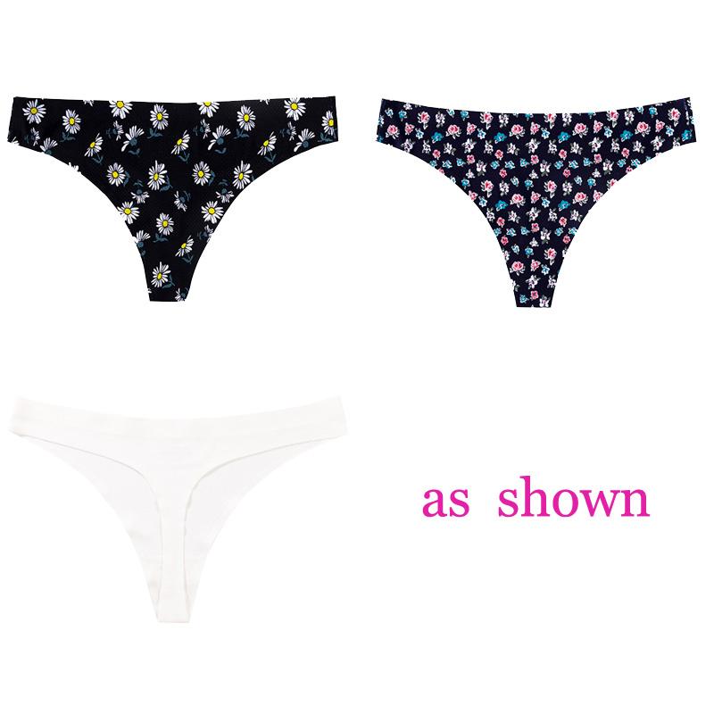 CINOON 3 шт./лот, женское сексуальное нижнее белье с цветами, соблазнительные трусики с низкой талией, стринги, дышащее нижнее белье без следов, стринги, нижнее белье
