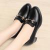 Spring New Comfort Square Heel Metal Chain Women Soft Leather Shoes Fashion Slip On Chunky Heel Casual Mary Jane Shoes