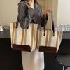 New Trendy Women's Striped Shoulder Bag Fashionable Casual Large Capacity Handbag Texture Commuter Armpit Tote Bag