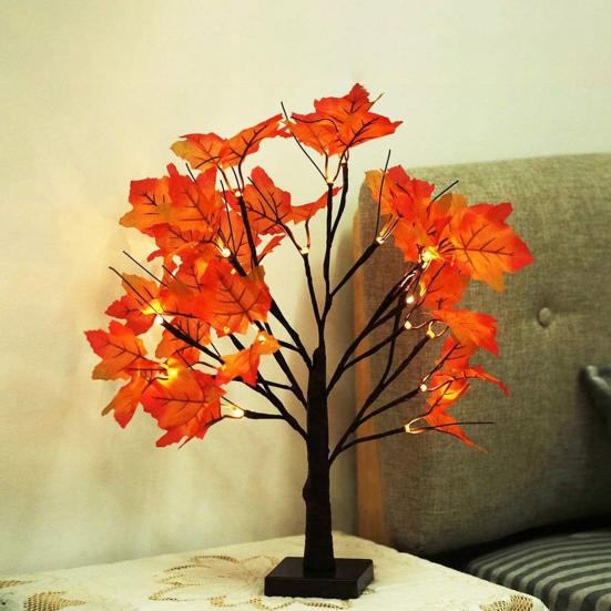 Кленовые деревья с подсветкой Сделай сам Ветки Кленовый лист Свет Осенние Украшения на День Благодарения для Дома Свадьбы Вечеринки в помещении