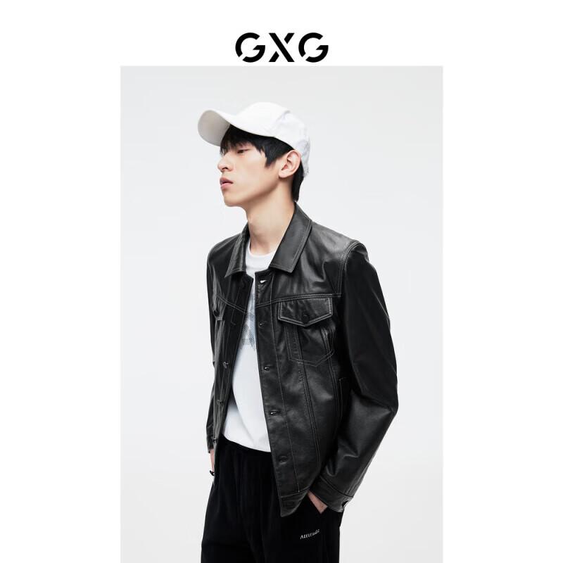 GXG Men's Classic Lapel Leather Jacket