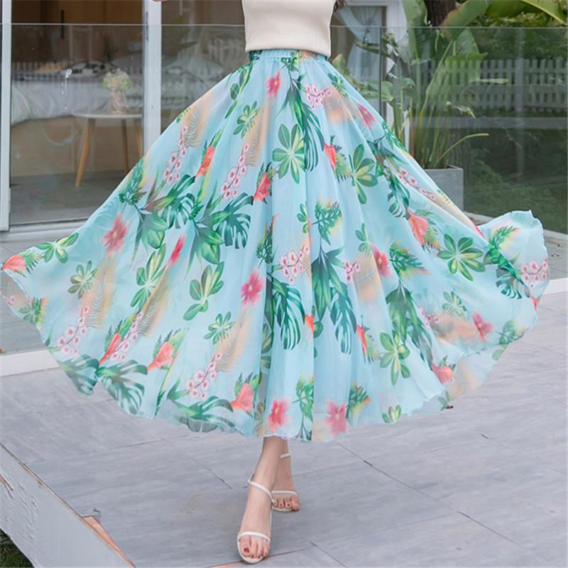 Tooxika Chiffon Skirt, Floral Holiday Style Beach Skirt