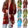 Женская модная повседневная куртка-кардиган миди с длинным рукавом с рождественским принтом