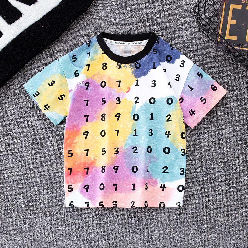 Детская летняя футболка с коротким рукавом, летний наряд для мальчиков, новая футболка с принтом тай-дай для малышей, в стиле граффити