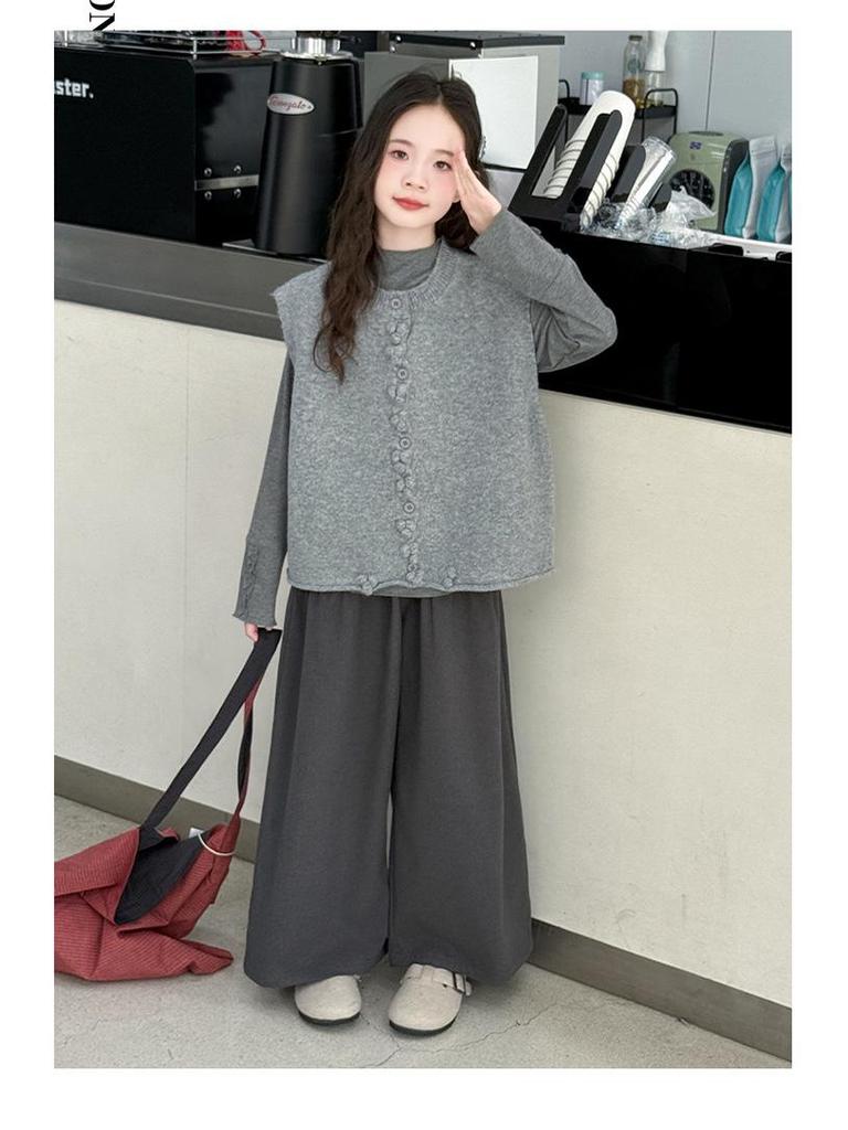 Девочки Корейский Стиль Комплект из Трех Вещей Осенняя Мода 2025 – Стильный Повседневный Наряд для Старших Девочек