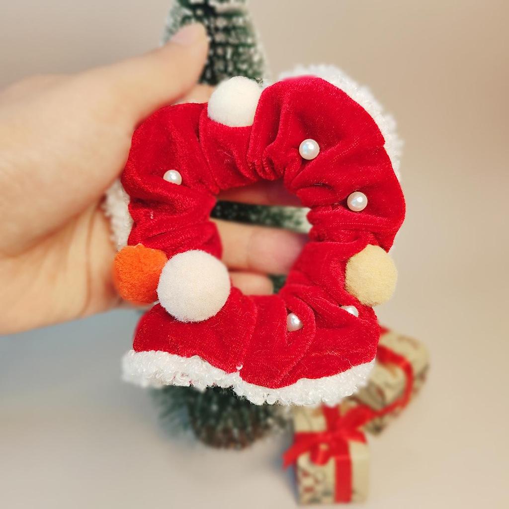 Красная бархатная резинка-помпон для волос - Милая и универсальная для высоких хвостов и пучков