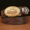 High Guality Men's Cowhide Belt Personality Retro Wolf Automatic Buckle Leather Belt Pant Belt