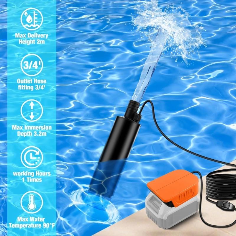 Портативные электрические насосы для перекачки воды 30 л/мин Производительность 16 футов Подъем Электроинструмент Для полива Сада Мытья автомобиля