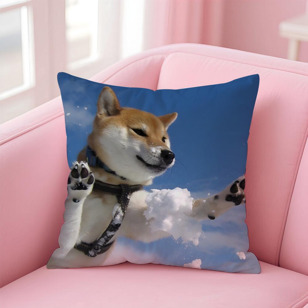 Adorable Japanese Animal Dog Art Cute Shiba Inu Cushion Cover Pillow Case Soft Skin Friendly Fabric Concealed Zipper