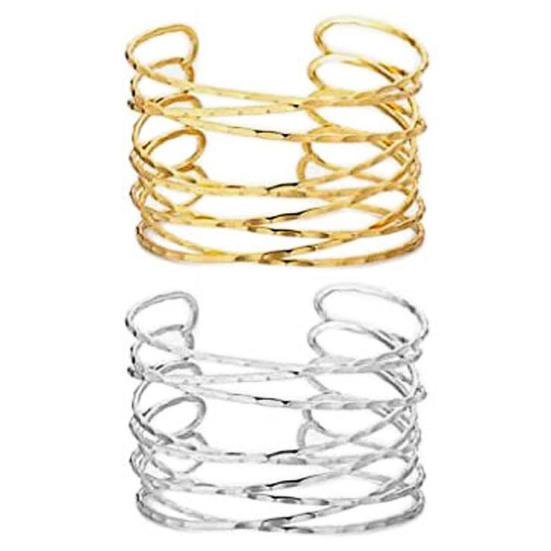 Женское кольцо на руку, открытое, многослойное, полое, регулируемое, цветное, полированное, гальваническое, из нержавеющей стали