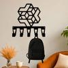 Modern Hexagon Wall Mounted Key Holder with 5 Hooks, Forged Iron Craft Geometric Entryway Decor