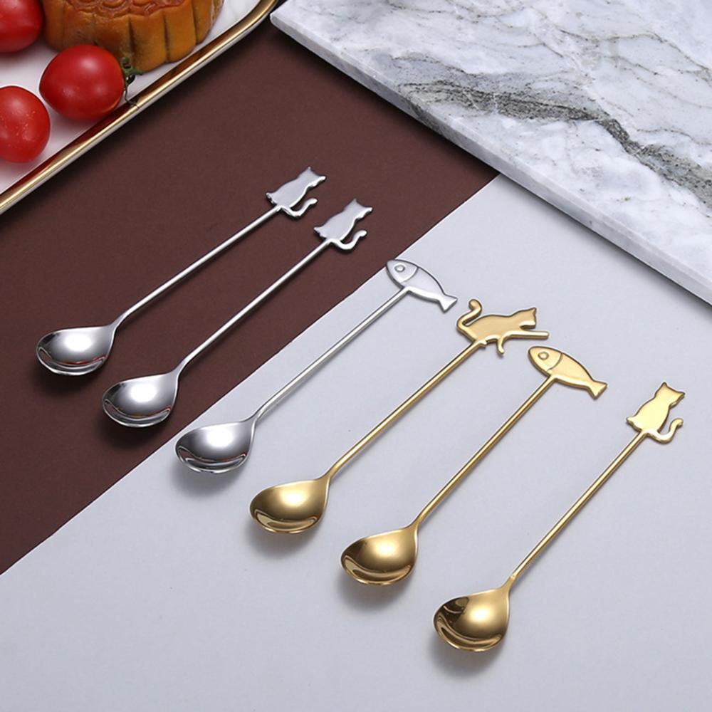 Cute Stainless Steel Mixing Home Drinking Stirring Tool Teaspoon Milk Spoon Coffee Accessories