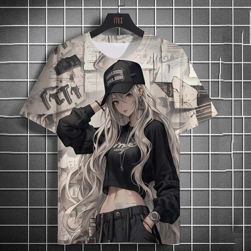 Sexy Anime Girl 3d Print T Shirt Tops Men's Women's Fashion Sports Large Size Tops Tees Sexy Girls Summer Tshirt Kids Clothing